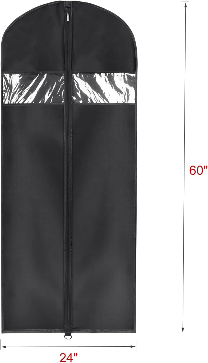 Univivi Garment Bags Clothes Covers for Storage, 60 Inch Dress Garment Bags Hanging Clothes Bags with Zipper, Gown Garment Bag for Long Dresses, Set of 12