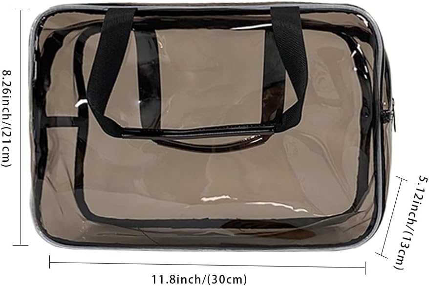Travel Clear Waterproof PVC Bag, Toiletry Carry Pouch Makeup Artist Bag, Makeup Bags with Zipper Handle Straps, Tote Bag Gray