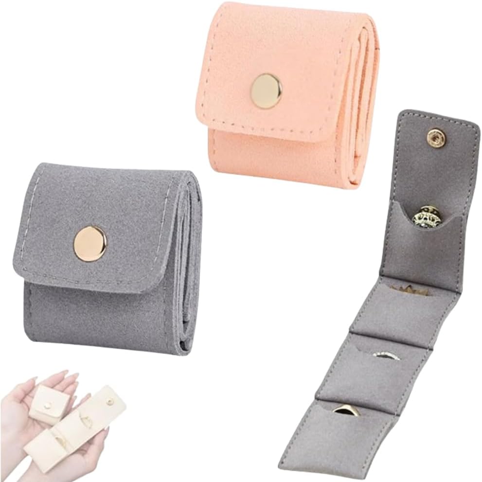 Mini Travel Jewelry Bag, 2025 New Travel Jewelry Case Organizer, Portable Foldable Compartment Auxiliary Mini Travel Jewelry Roll Bag With Buckle For Small Jewelry Earrings, Rings, Necklaces (B)