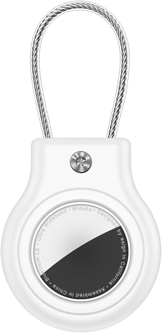 Waterproof Airtag Holder,Airtag Case with Secure Lock,Airtags Keychain for Apple Airtag,Anti-Lost Protective Cover Air tag Accessories for GPS Item Finder Tracker Luggage,Bag,Key,Pet,Cat Dog,White