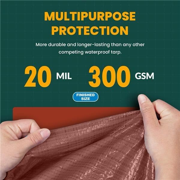 Large Waterproof Tarp - Heavy Duty 20 Mil Thick Poly Tarpaulin Ideal for Canopy Tents, Boats, RV or Pool Covers - Multipurpose Protective Tarps with Grommets for Indoor and Outdoor Use | 20' x 40'