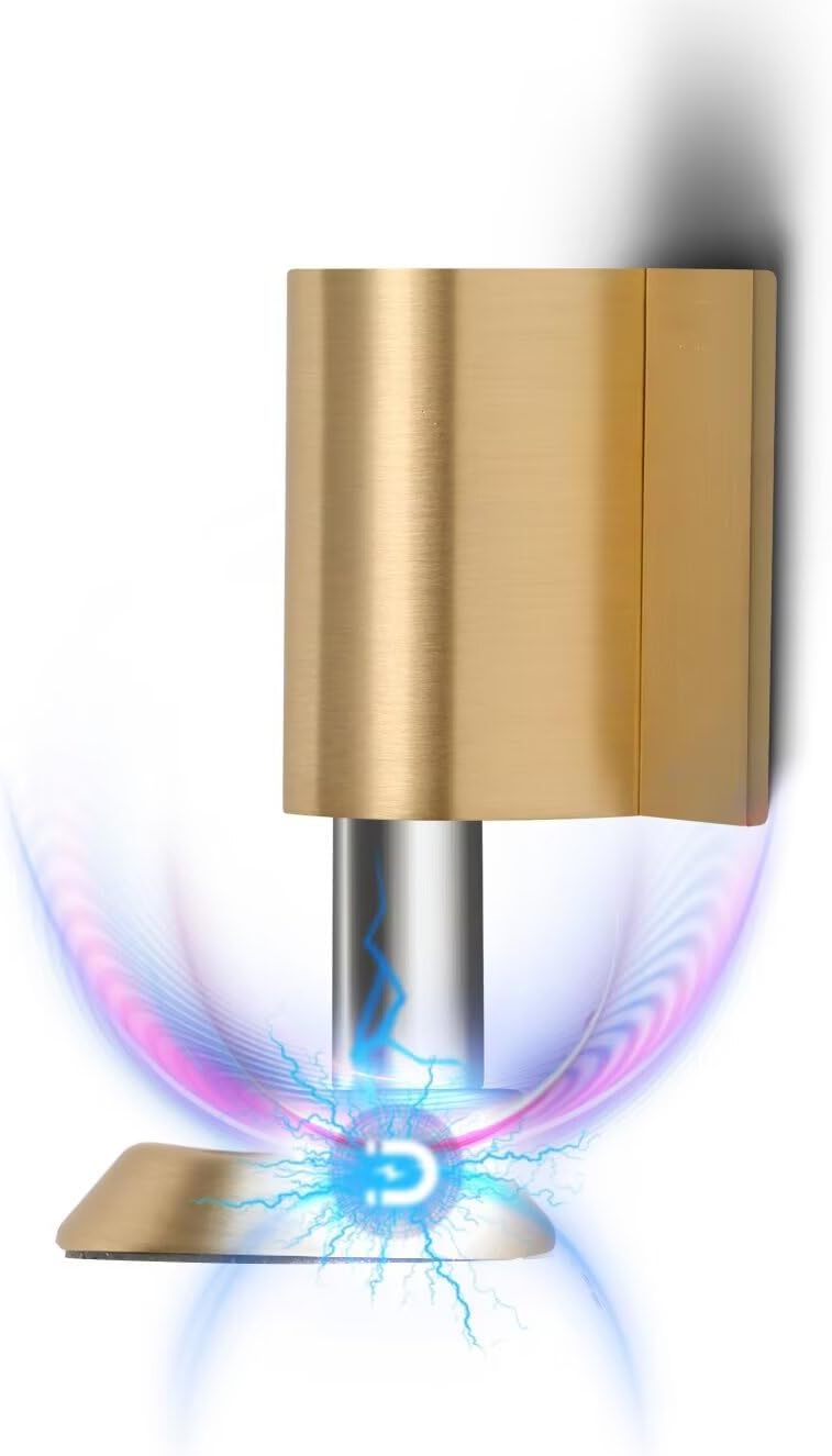 1 Pack Magnetic Door Stoppers Retractable Bottom of Door Holder No Drilling Mount Floor Door Stop with Screws and Adhesive Catch Door Keep Door Open Brushed Gold BG-1