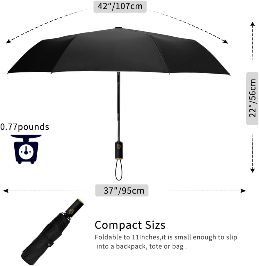 Cuby UV Sun Umbrella Compact Folding Umbrella lightweight Portable Manual Travel Umbrella for Rainproof & 99% UV Protection with Black Anti-UV Coating