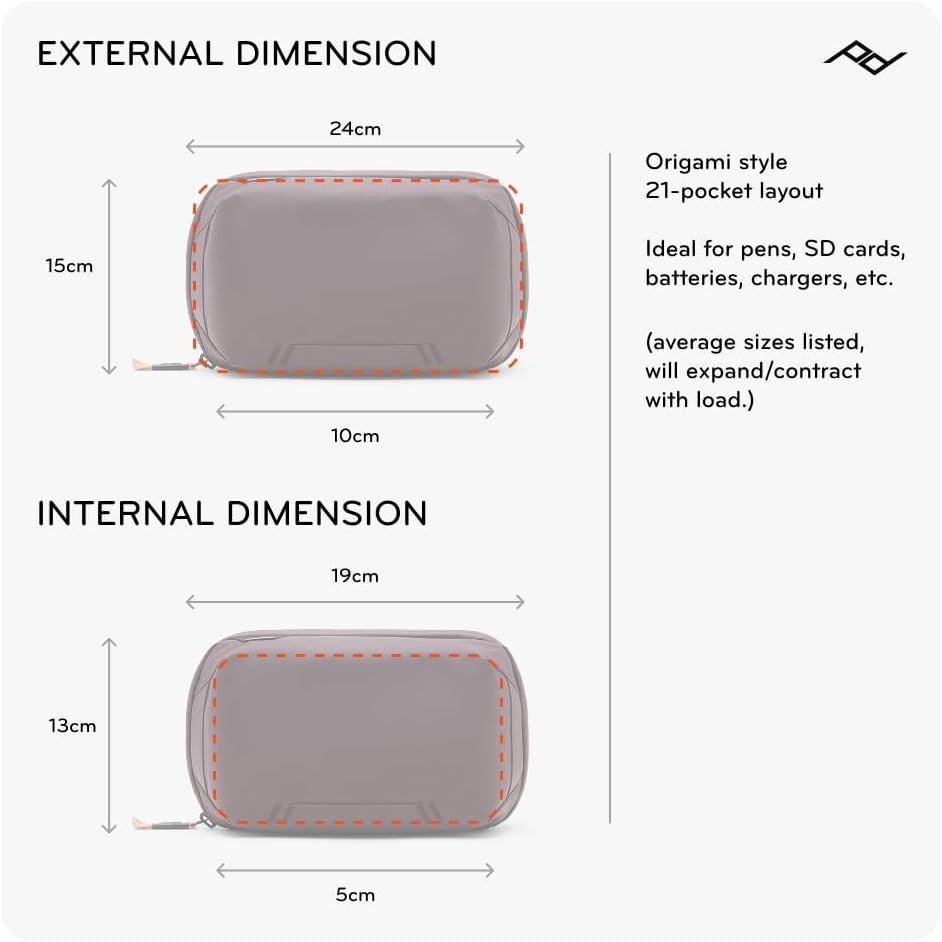 Peak Design Tech Pouch, Kelp, Electronics Organizer for Travel or Everyday Carry, Origami-Style Storage, Cable Pass-Through, Weatherproof Recycled Nylon, Gear Carry Bag for Men and Women