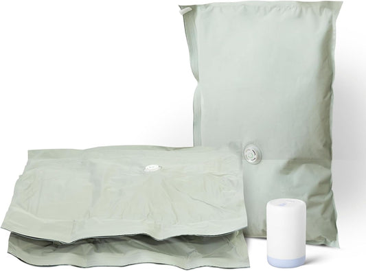 Umimile Vacuum Storage Bags for Travel with Electric Pump, Reusable Compression Bags for Travel, Space Saver Bags for Luggage, Suitcases and Backpack (2PC + PUMP)