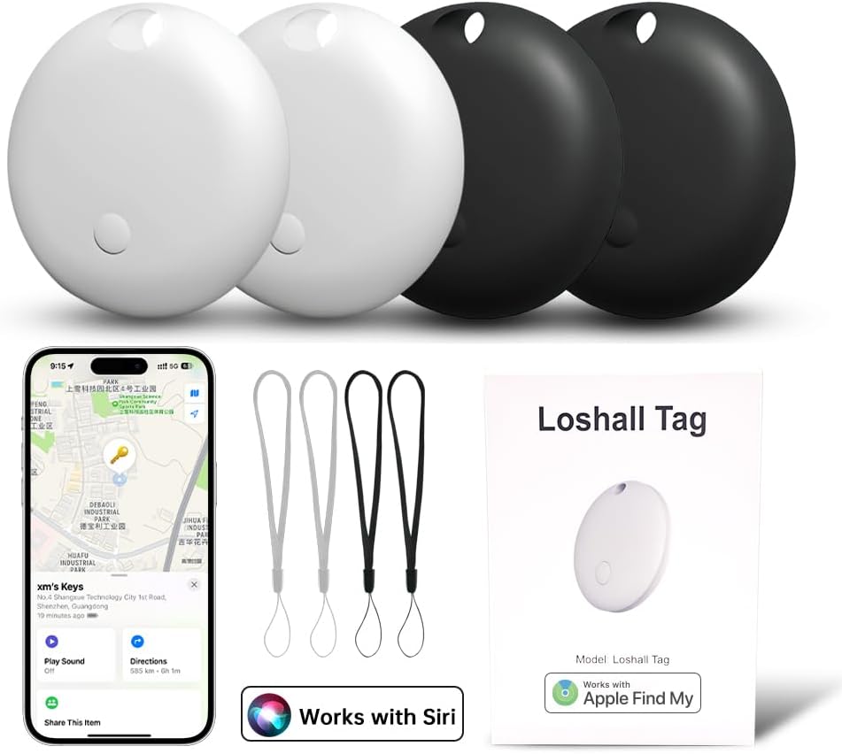 4 Pack Air Tracker Tags Work with Apple Find My, Apple MFi Certified Smart Bluetooth Tracking Tags Key Finder Item Locator, Waterproof Worldwide Tracker for Pets Wallet Backpack Luggage
