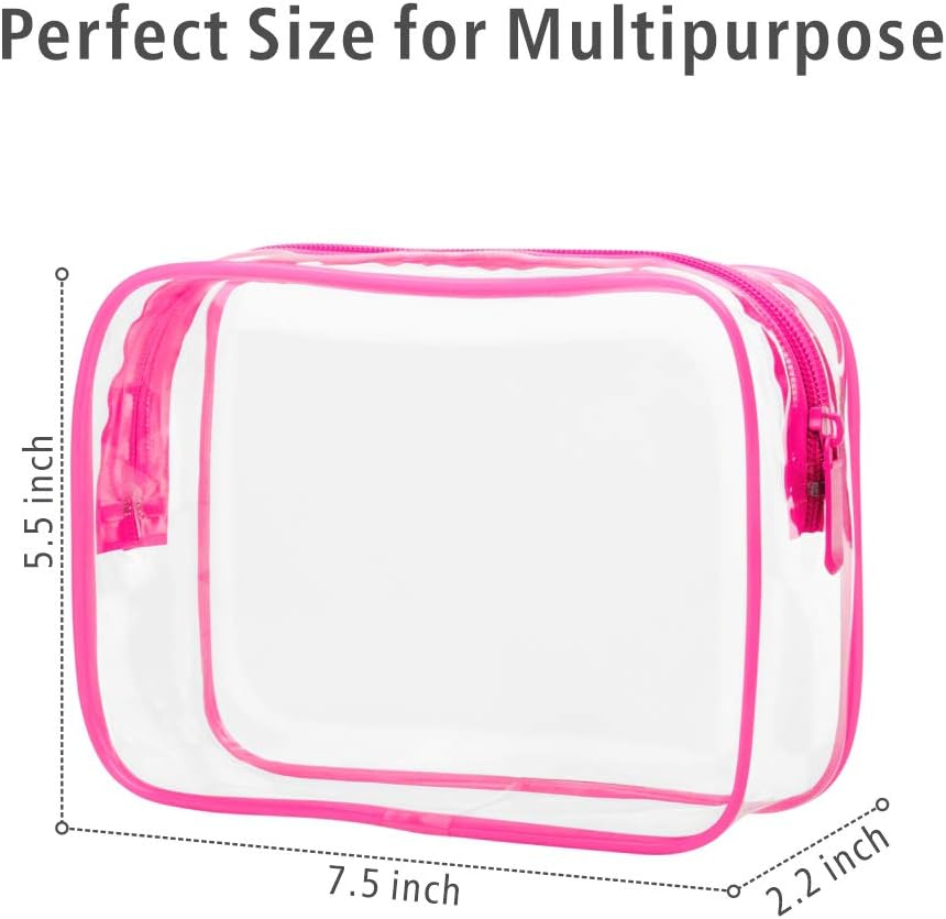 PACKISM TSA Approved Toiletry Bag - Peach Red Clear Makeup Bag with Supporting Frame, Clear Toiletry Bag for Travel, Thick No Smell