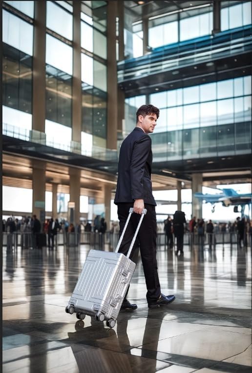 All Aluminum 20'' Luggage with Removable Spinner Wheels,Provide Spare Wheels.Carry on Luggage 22 x 14 x 9 Airline Approved Lightweight Metal Hard Shell Zipperless Suitcase