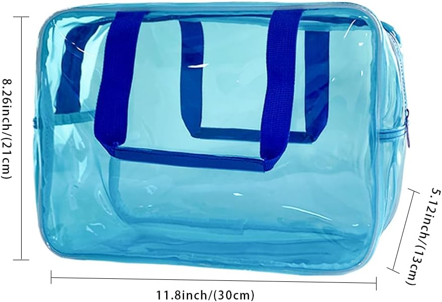 Travel Clear Cosmetic Bag, Toiletry Carry Pouch Makeup Artist Bag, Waterproof Multifunction Toiletry Bag with Zipper Handle Straps, Tote Bag Sky Blue