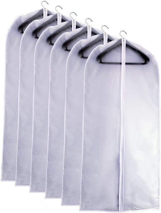 Suit Bags for Closet Storage Garment Bag 24''X40'' Clear Garment Bags for Hanging Clothes (Set of 6) Plastic Waterproof Suit Cover Bag with Zipper for Coats, Jackets, Shirts