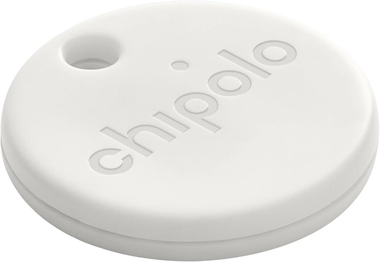 Chipolo ONE Point - Key Finder, Bluetooth Tracker for Keys, Bags, Item Tracker Tag - Works with Google's Find My Device app (Android only) (Off White)