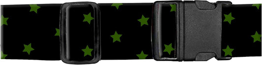 Luggage Straps for Suitcases, Adjustable Travel Belt, Durable Wide Luggage Strap, Cute Suitcase Strap Identifiers with Buckle, Bag Straps for Luggage, Black Green Stars