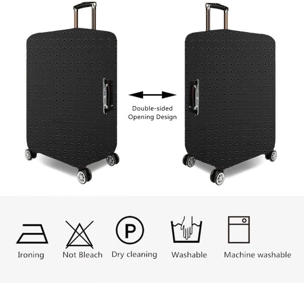 7-mi Water Resistant Print Trolley Case, Black, Size L: Fit 28-30 Inch Luggage