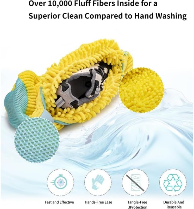 Shoes Laundry Bag Keep Shoes Clean, 2 Pcs Set - Shoe Wash Bag for Washing Machine, 360° Wrap Shoe Washing Bag for Sneakers, Boots & Delicate Footwear, Reusable Shoe Cleaning Bag (Yellow)