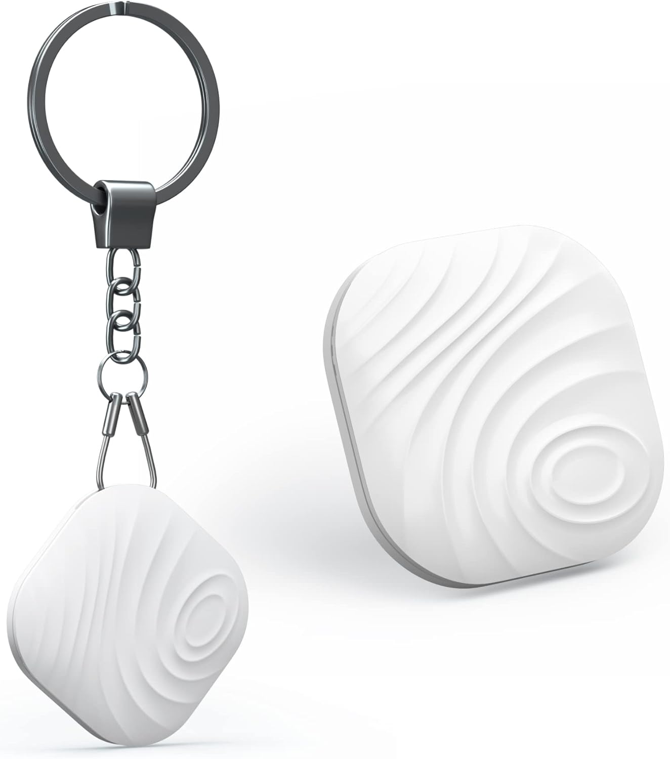 Key Finder, Bluetooth Tracker Item Locator with Key Chain for Keys Pet Wallets or Backpacks and Tablets, Batteries Include (White, 1 Pack)