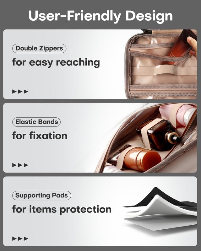 HOTOR Travel Toiletry Bag - Personalized Chenille Initial Makeup Bag, Water-Resistant Personalized Gifts for Women, Portable Travel Accessories & Essentials, Letter L, Black, 11.4"×9.0"×3.35"