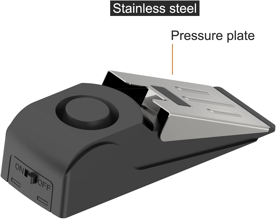 4 Packs Upgraded Door Stop Alarm Portable Wedge Door Stoppers Security Alarm 120db Entrance Alert Loud Door Stop Alarm for Travel Home Apartment or Dorm (4 Packs)