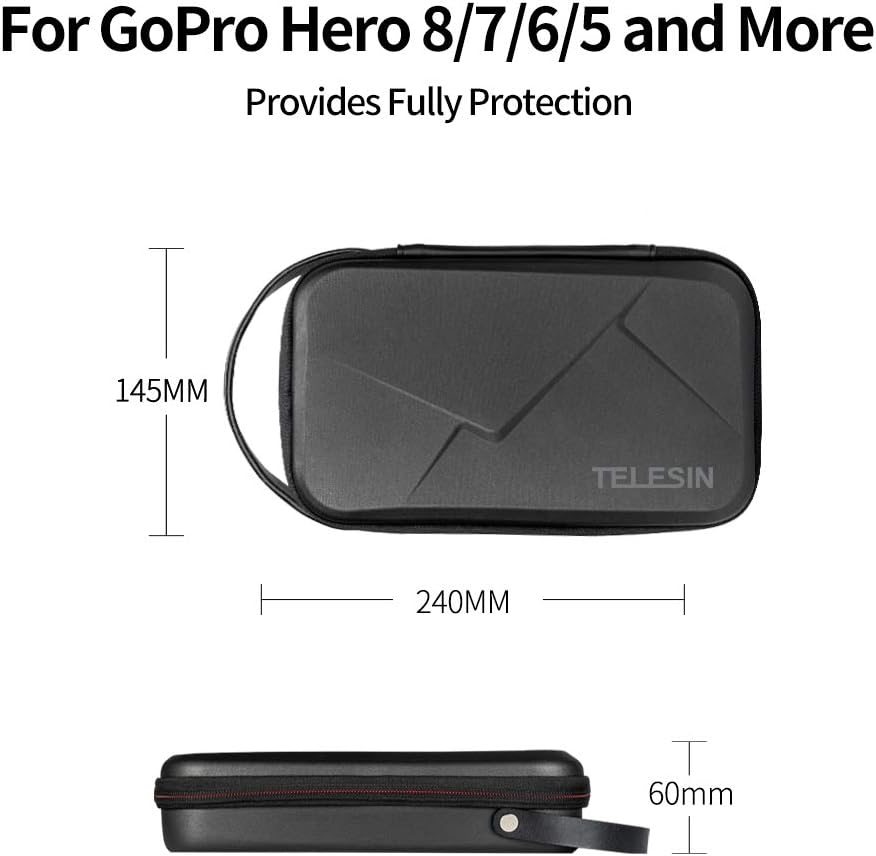 TELESIN Carry Case Waterproof Hard Carrying Bag for GoPro Max Hero 13 12 11 10 9 8 7 6 Insta360 X2 X3 X4 X5 GO3 Ace Pro 2 DJI Osmo 360 Osmo Action 5 4 Pocket 3 Battery Charger Strap Mount Accessories
