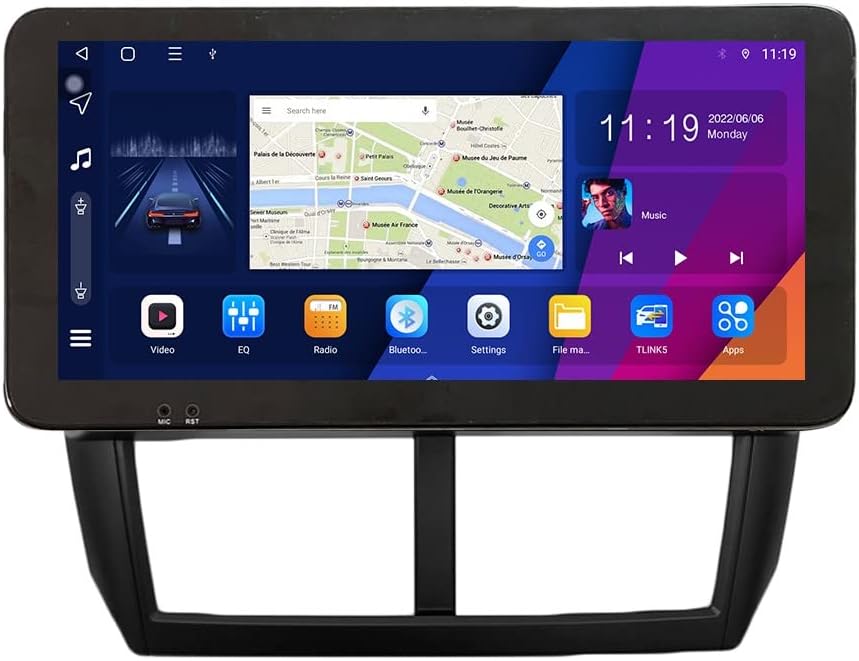 Kunfine CarPlay Android Auto Navigation Stereo GPS Radio Reverse Camera Display 10.33" QLED Touchscreen Headunit Tablet Pad Media Player for Subaru Forester 2007-2013, if Applicable Quad Core 1G+32G