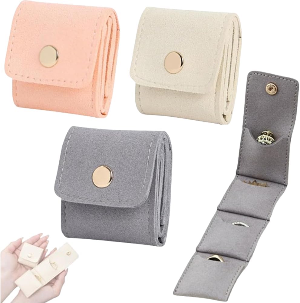 Mini Travel Jewelry Bag, 2025 New Travel Jewelry Case Organizer, Portable Foldable Compartment Auxiliary Mini Travel Jewelry Roll Bag With Buckle For Small Jewelry Earrings, Rings, Necklaces (E)