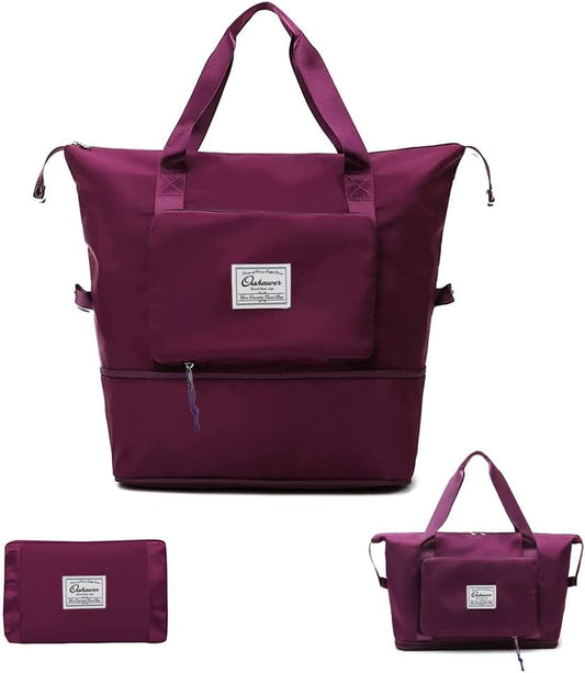 Large Capacity Foldable Travel Bag Expandable Portable Carry on Bag Dry&Wet Separation Sports Duffel Bags