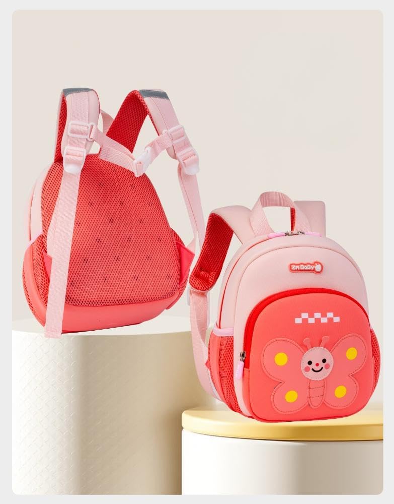 Padgene Toddler Harness Backpacks Safety Leash Kids Anti Lost Kindergarten Preschool Backpack Neoprene Lightweight Animal Schoolbag 3D Cartoon Butterfly Mini Travel Bag for Boys Girls Ages 3-5