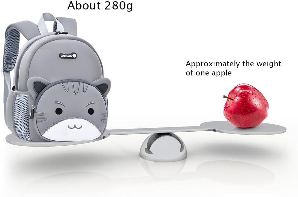 Padgene Toddler Backpacks Kids Preschool Backpack Waterproof Neoprene Animal Schoolbag Lunch backpack 3D Cartoon Cat Mini Travel Bag for Boys Girls Ages 3-5