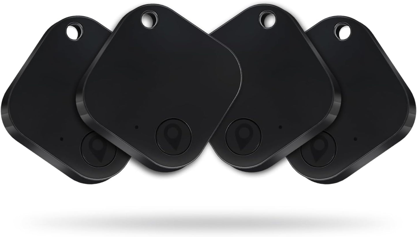 Bluetooth Tracker Smart Tag 4 Pack, Work with Apple Find My (iOS Only, Not for Android), Loud Sound, Item Finder for Keys, Backpack, Suitcase, Wallet, Luggage, Black