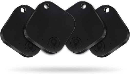 Bluetooth Tracker Smart Tag 4 Pack, Work with Apple Find My (iOS Only, Not for Android), Loud Sound, Item Finder for Keys, Backpack, Suitcase, Wallet, Luggage, Black