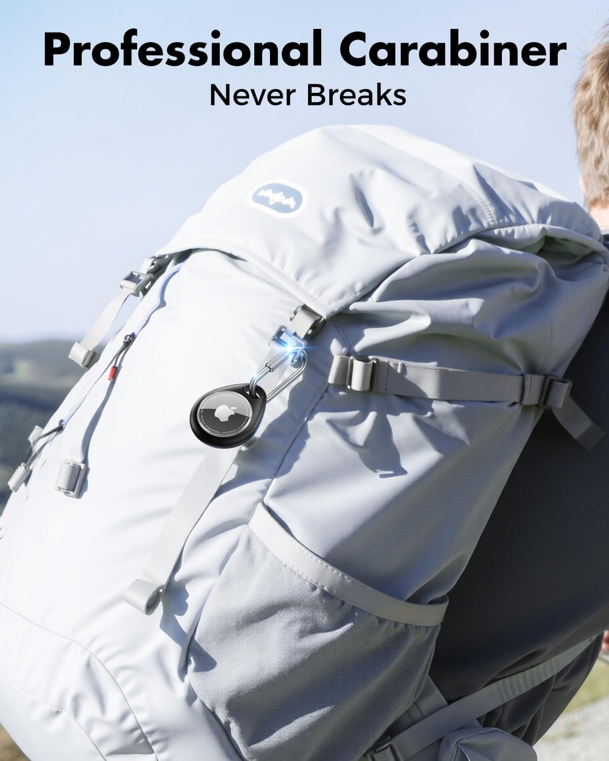 UNBREAKcable AirTag Holder for Apple - 4 Pack Air Tag Case [Professional Carabiner] [Waterproof] [Shockproof] TPU AirTag Keychain for Kids, Pets, Keys, Luggage, Backpacks