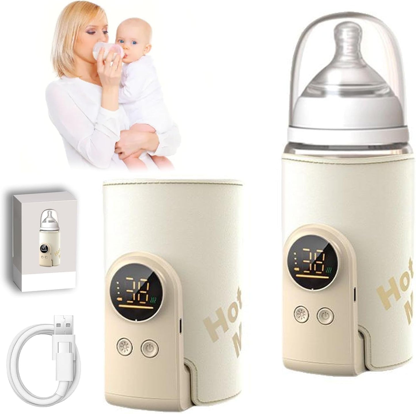 2025 Upgrade Portable Bottle Warmer for Travel,Comfortable Bottle Warmer on the go,Rapid Warming,Long-Lasting Warming up to 6-10H (6000 mA)