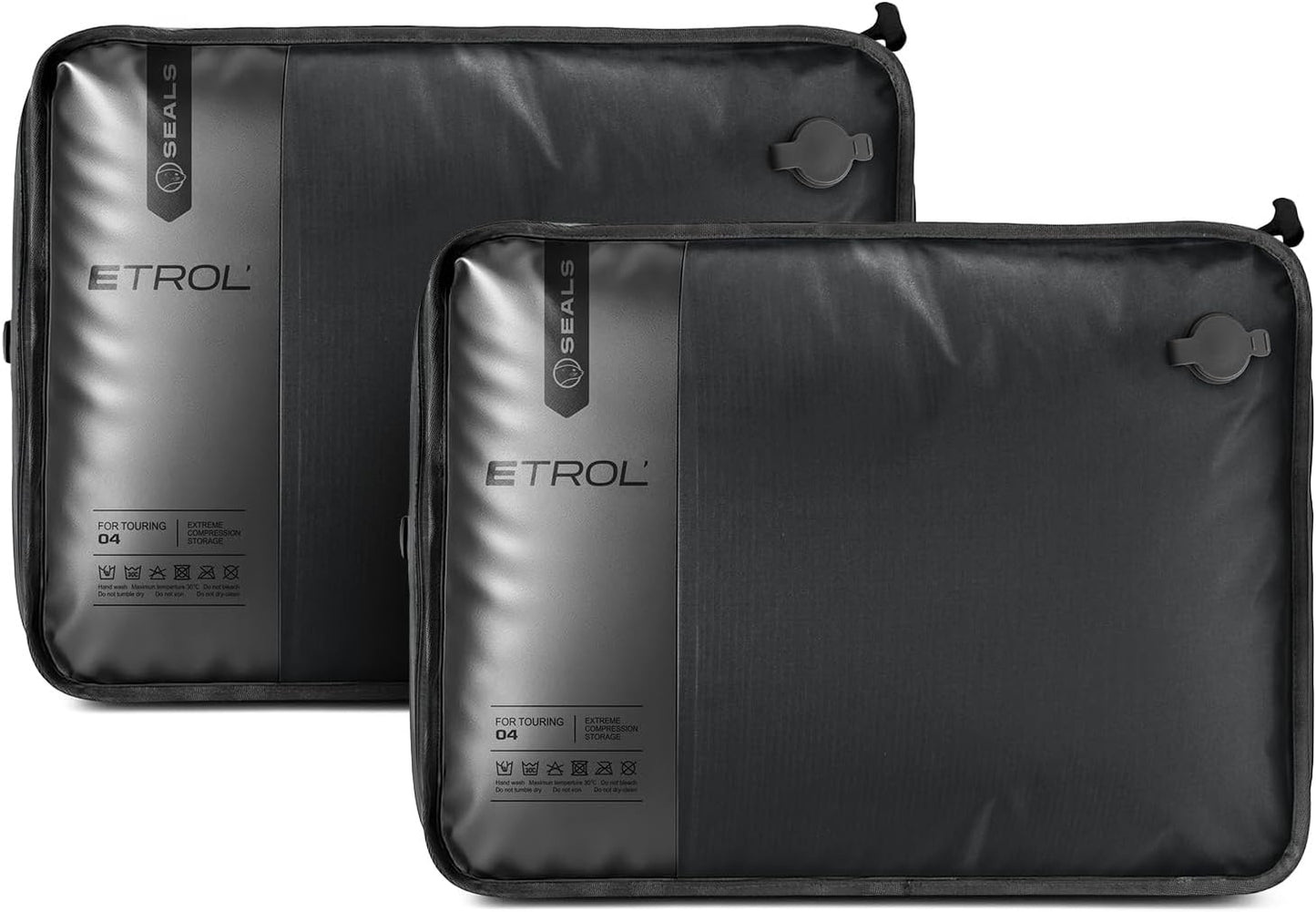 TPU Vacuum Bag for Travel, 70D Nylon Reusable Compression Bag with IP67 Waterproof Zipper, Compression Packing Cubes for Clothing, Space Saver Bags for Luggage and Backpack (Full Open, Grey,2Pcs)