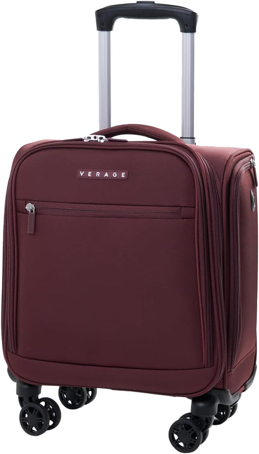 Verage Underseat Carry On Luggage with Wheels, 14.5-Inch Spinner Small Suitcase, Softside Lightweight Travel Bag for Men and Women, Airplane Carry On Bag, Burgundy Red