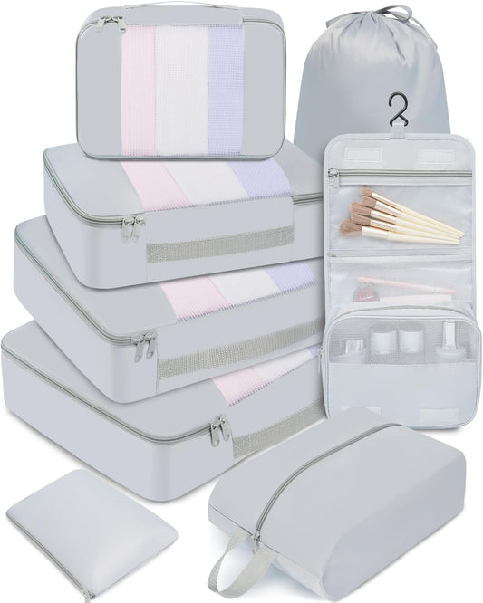 BAGAIL 6 Set/8 Set/10 Set Packing Cubes Various Sizes Packing Organizer for Travel Accessories Luggage Carry On Suitcase