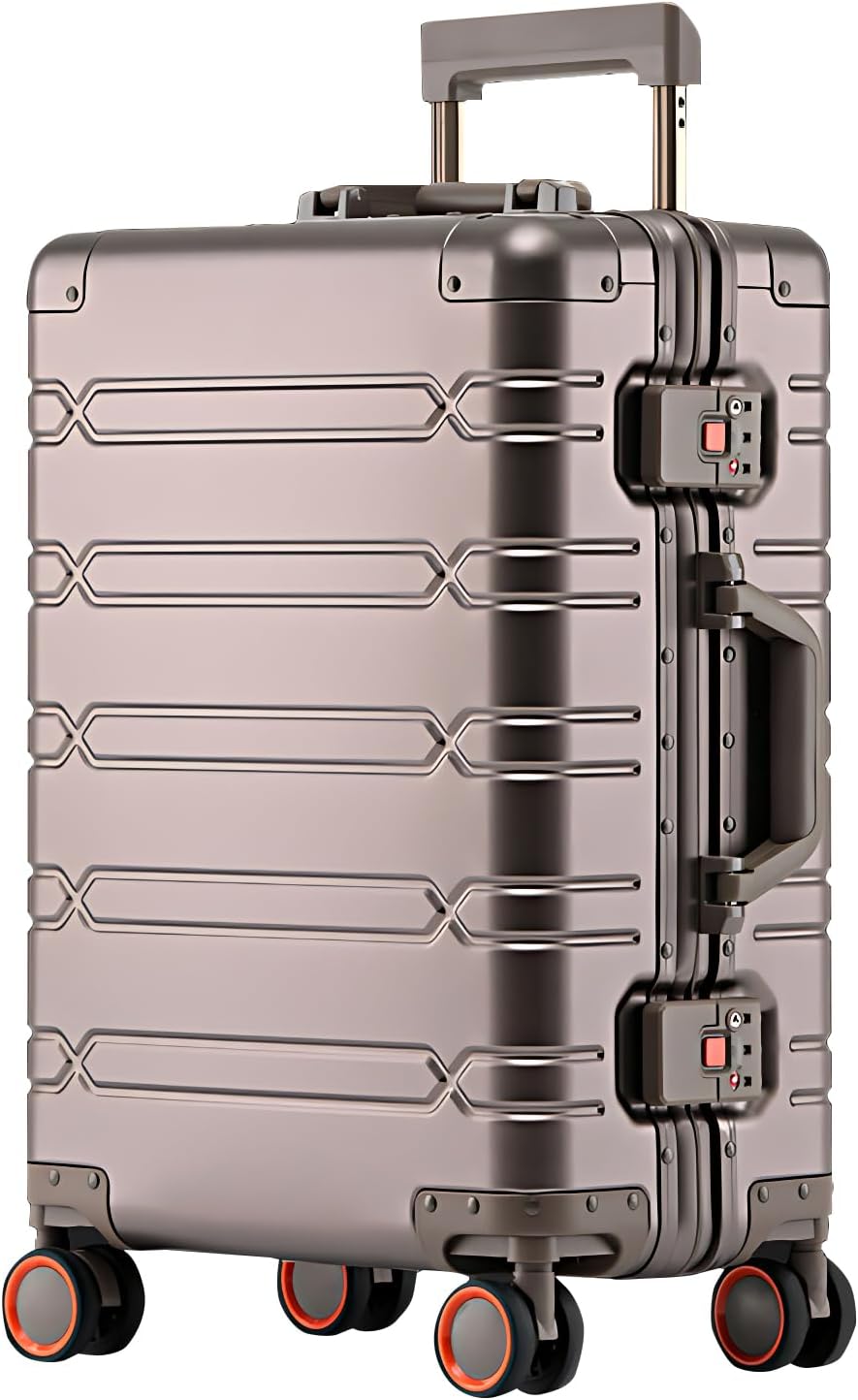 WEICHEN All Aluminum Carry On Luggage 22x14x9 Airline Approved 20 Inch Hard Shell Suitcase with Spinner Wheels and TSA Lock