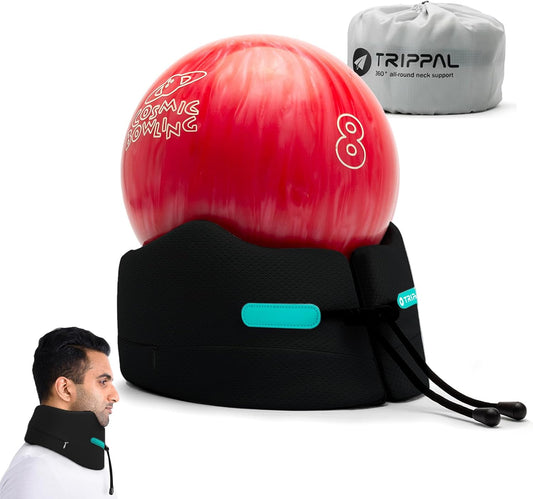 Travel Neck Pillow for Airplane Chin Support Memory Foam Machine Washable for Airplane Sleeping Car Office Black M