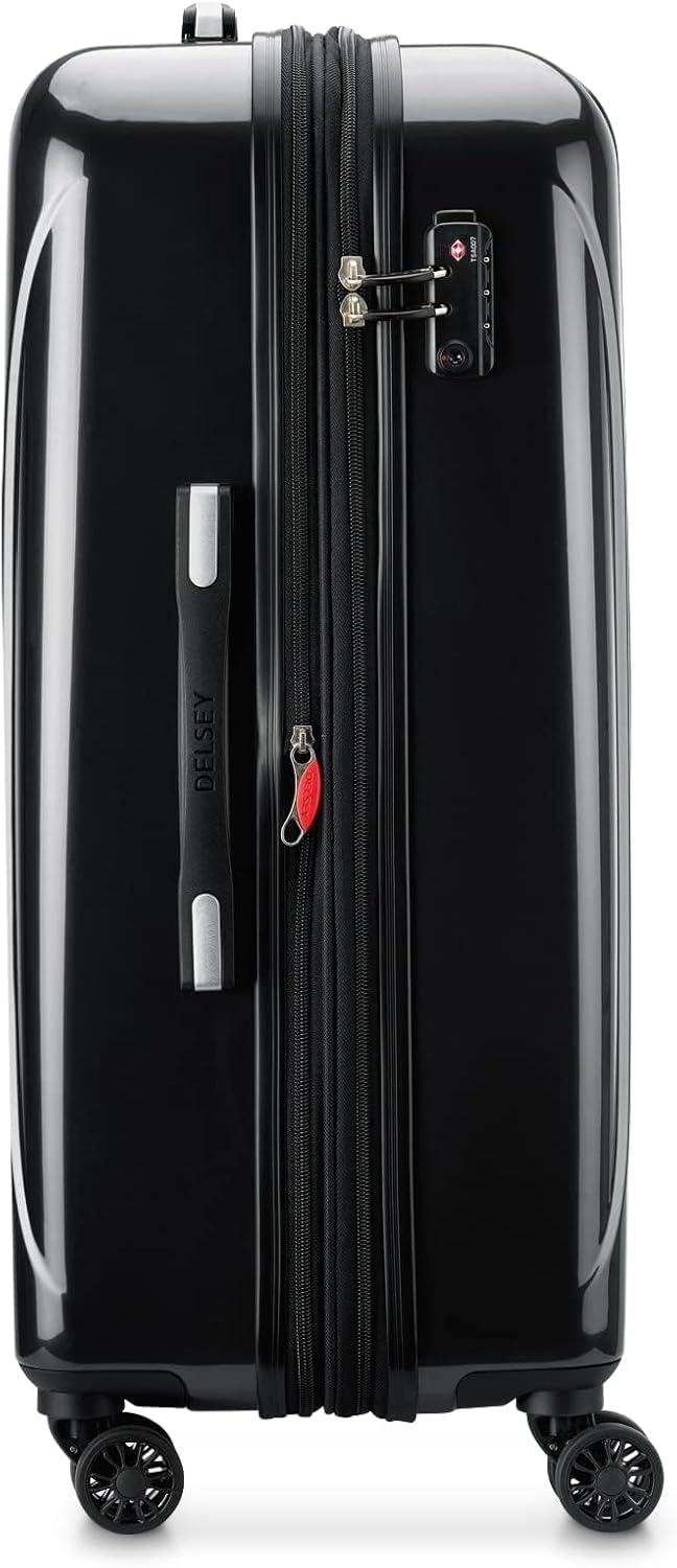 DELSEY PARIS Helium Aero Hardside Expandable Luggage with Spinner Wheels, Black, Checked-Medium 24 Inch