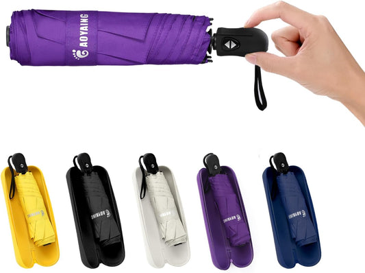 GAOYAING Compact Automatic Travel Umbrella with Case, Mini Small Folding Sun UV, Pocket Purse Umbrella