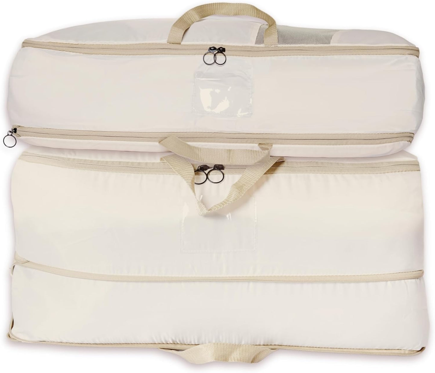 2-pack Comforter Storage Bag - Compression Organizer, Pillow, Blanket, Bedding, Duvet - Space Saver Collapsible Extra Large Mesh Packing Cube - Queen King Size (2-pack Medium Size (24x14x11))