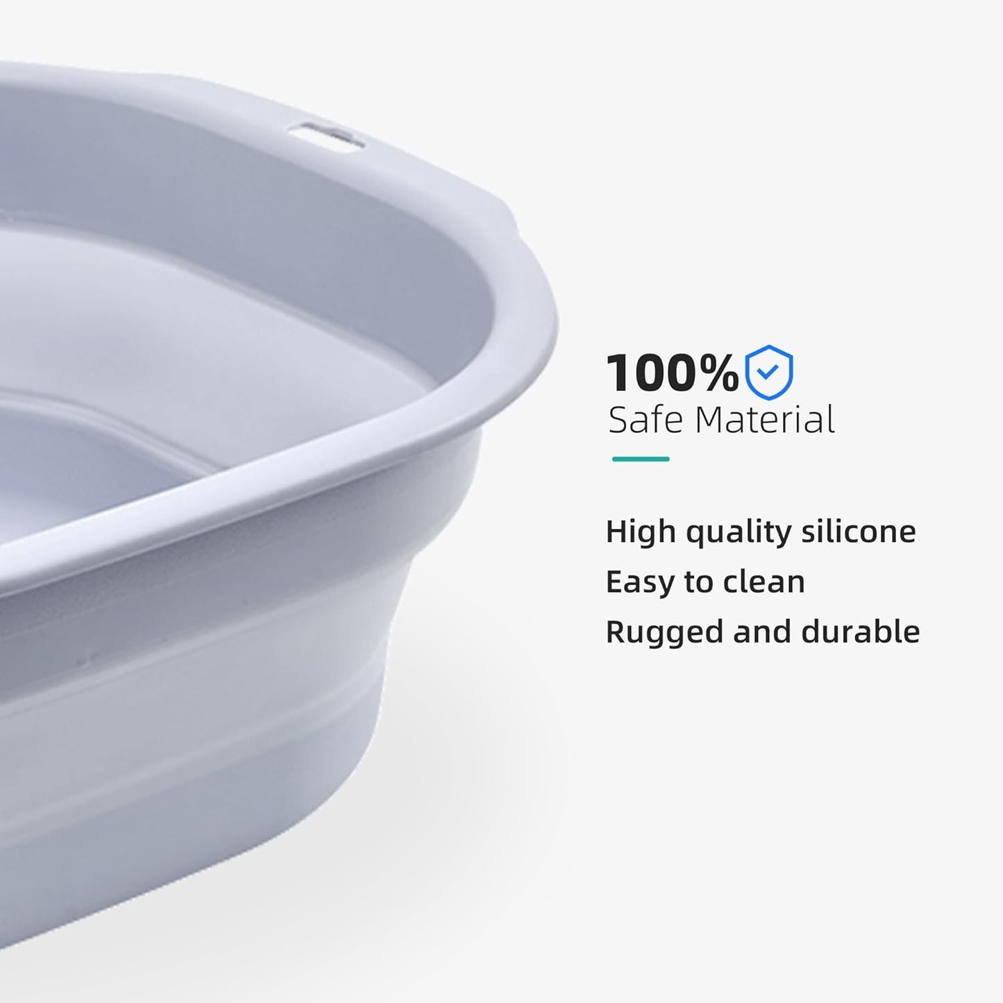 2 Pack Collapsible Wash Basin Set, Foldable Dish Tub, Small Medium Portable Sink for Kitchen, Camping, RV, Baby Bottles, Laundry, Plastic Washbasin -Gray