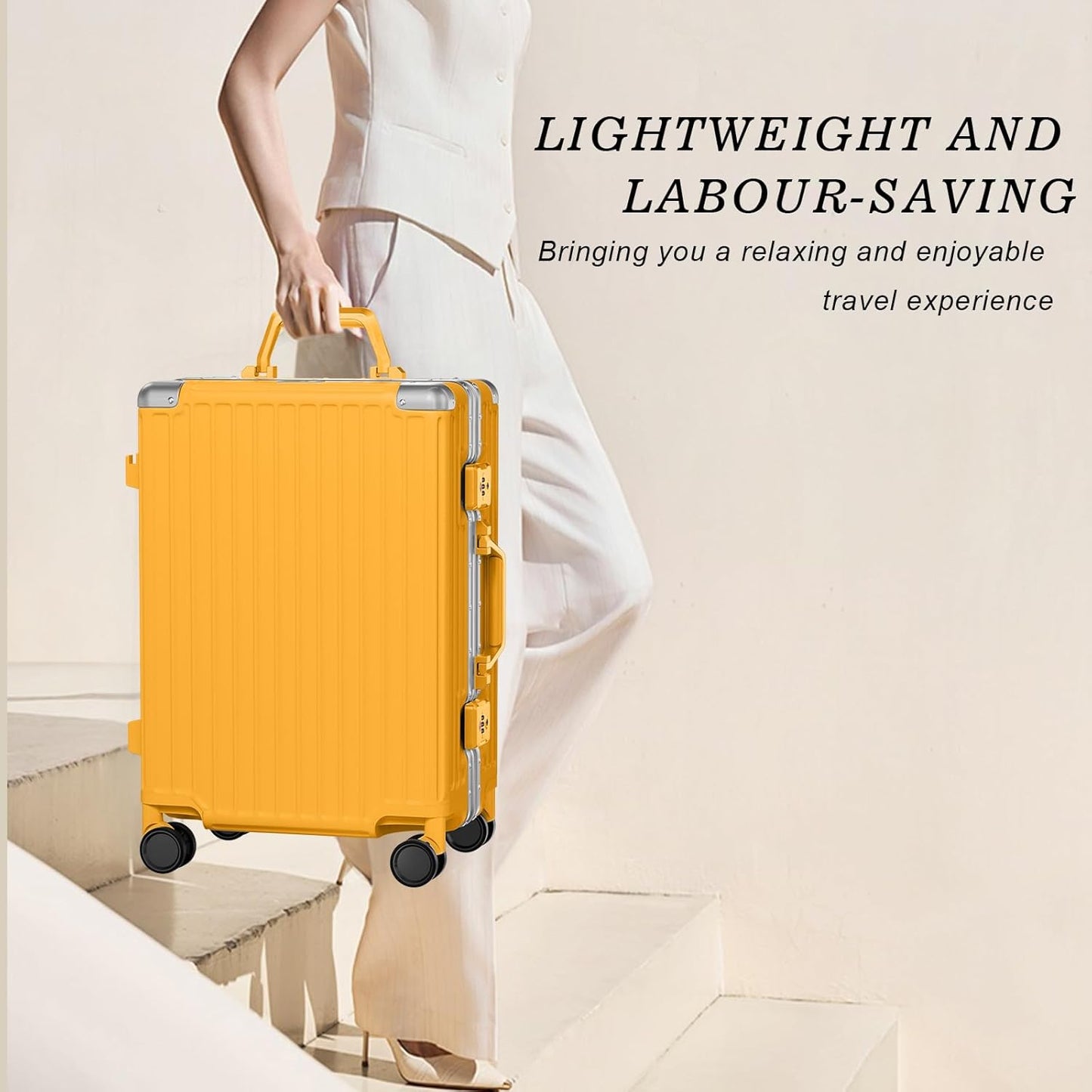 AnyZip Carry On Luggage PC+ABS Aluminum Frame Zipperless Luggage Hard Shell Suitcase with TSA Lock Double Spinner Wheels 20 Inch Orange