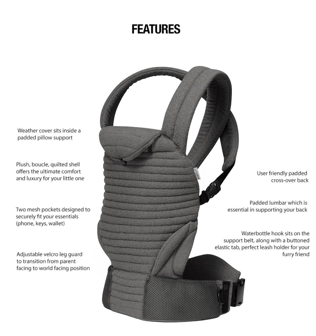 Bumpsuit Baby Carrier for Men Women Newborn to Toddler (7-45 lbs), Ergonomic Face-in & Face-Out Quilted Shell Baby Wearing Carrier with Pockets and Padded Cross Over Back Straps