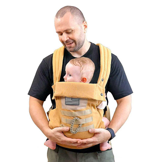 Baby Carrier, Lumbar Support Infant Carrier (0-36M, 8-33 lbs) with Foldable Headrest Carabiners for Big and Tall Parents, Men, Women (Yellow)