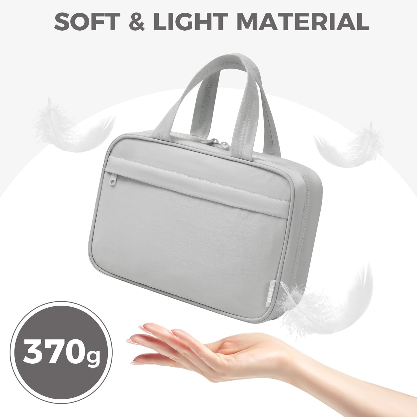 Toiletry Bag For women,Portable Hanging Organizer,4 Leakproof Compartment for full-sized Conditioner, Brushes Set, Makeup Accessories,Visible and easy to access.M-grey