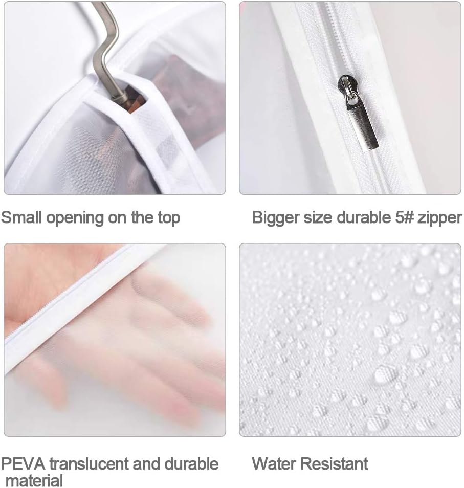 Dress Bags for Hanging Clothes (Set of 12) Breathable Suit Bag Covers with Zip Coat Covers for Closet Garment Bag for Wardrobe Storage and Travel Covers for Coats White - 24'' x 60''