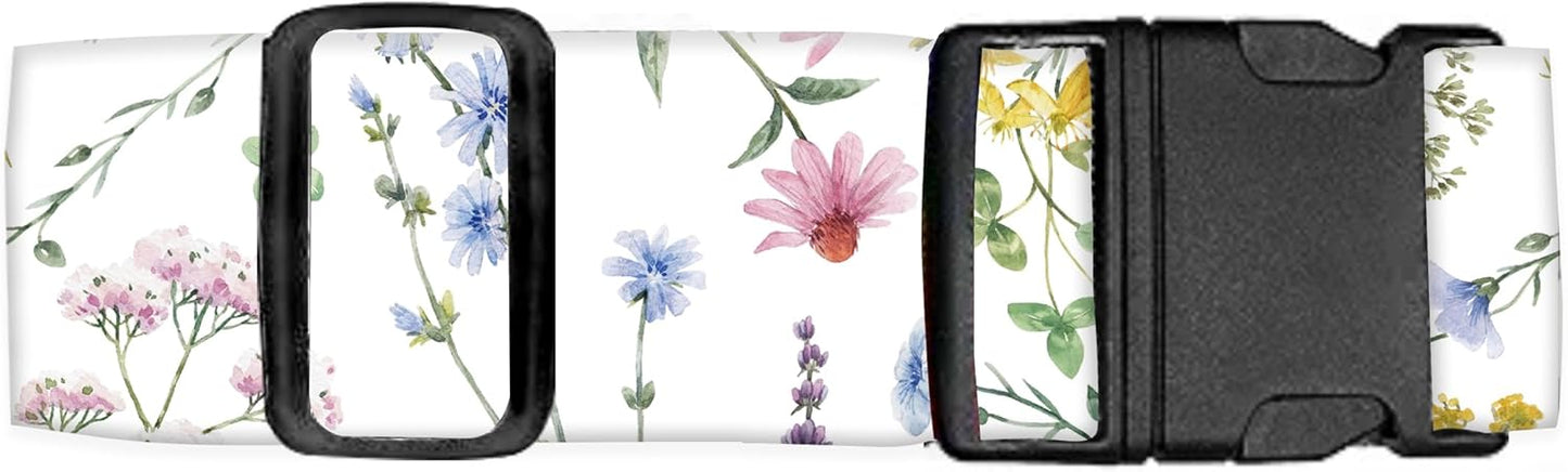 Luggage Straps for Suitcases Travel Belt Accessories, Cute Suitcase Strap, Adjustable Luggage Belt Strap, Heavy Duty with Quick-Release Buckle Luggage Strap White Beautiful Flowers