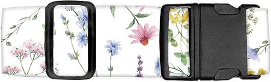 Luggage Straps for Suitcases Travel Belt Accessories, Cute Suitcase Strap, Adjustable Luggage Belt Strap, Heavy Duty with Quick-Release Buckle Luggage Strap White Beautiful Flowers