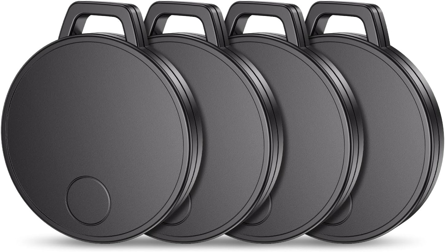 Keys Finder, Bluetooth Tracker and Item Locator for Keys, Bags, and More; Android and iOS Compatible, Phone Finder, Water Resistance, Replaceable Battery, 4-Pack