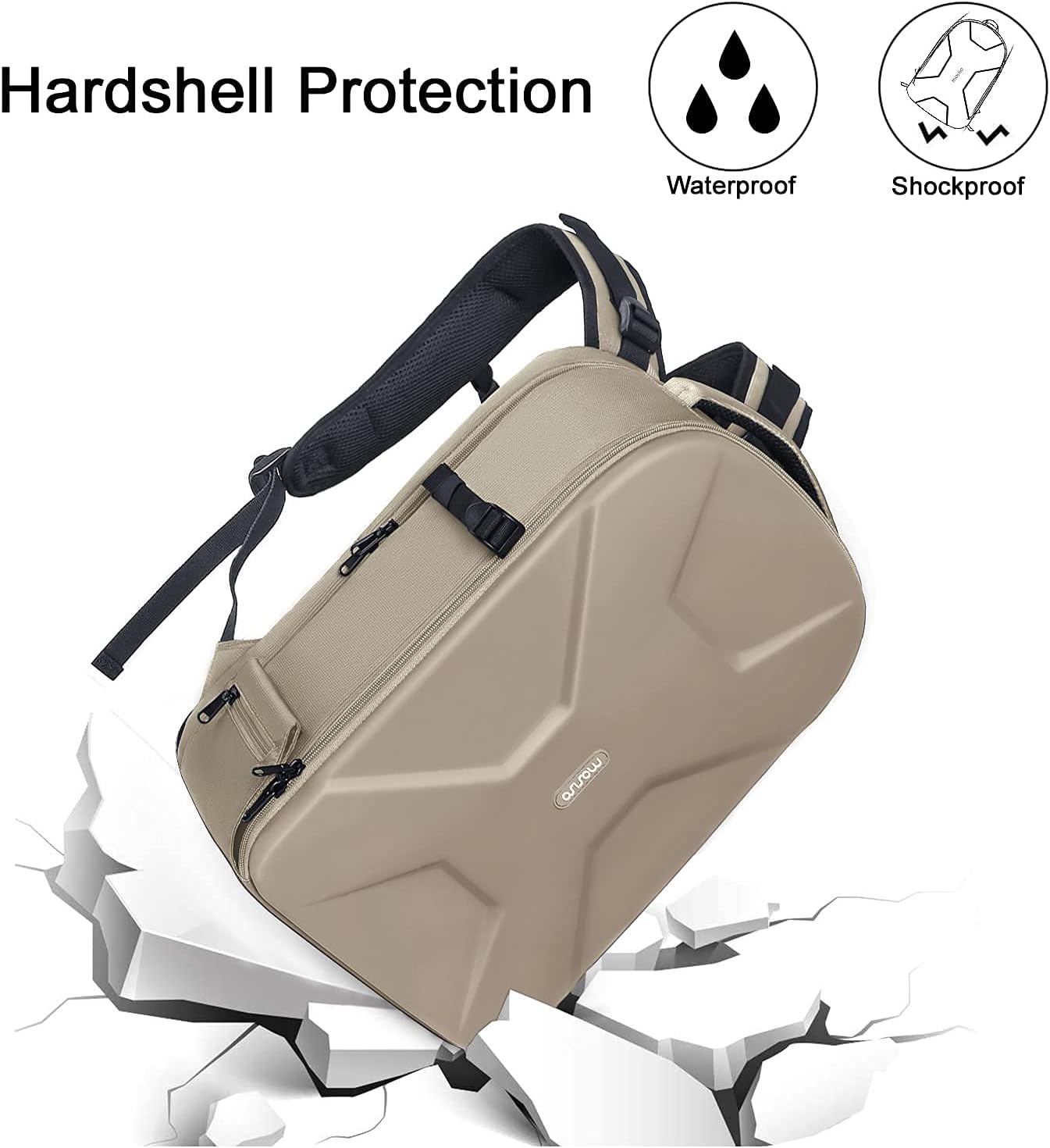 MOSISO Camera Backpack, DSLR/SLR/Mirrorless Photography Camera Bag 15-16 inch Waterproof Hardshell Case with Tripod Holder&Laptop Compartment Compatible with Canon/Nikon/Sony, Camel