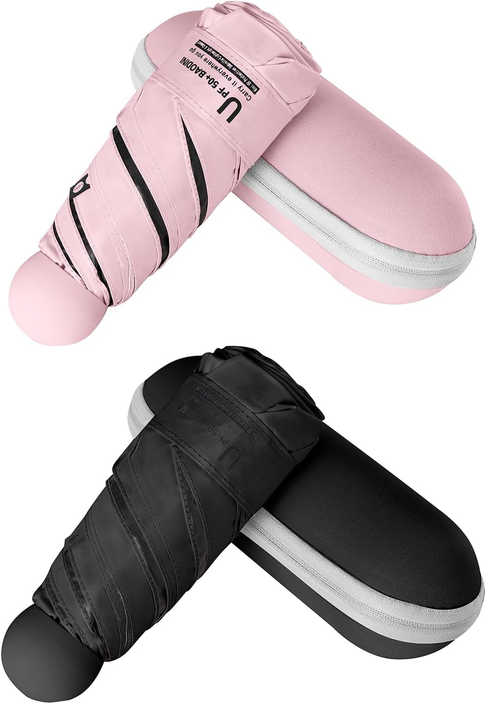 BAODINI Travel Mini Umbrella for Purse With Case Small Compact UV Sun Protection Sun Lightweight Tiny Pocket Umbrella for Women Girls and Men